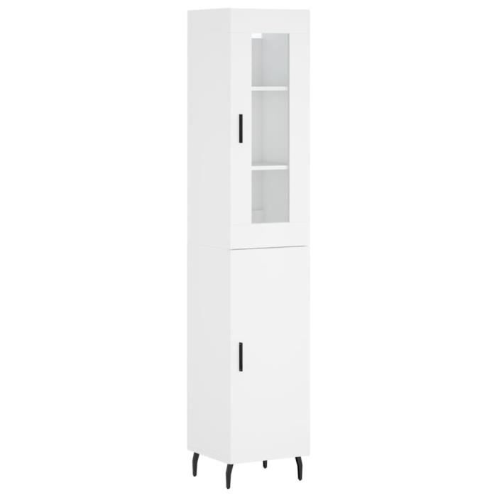VidaXL Buffet haut Blanc 34,5x34x180 cm Bois d'ingénierie 3199185
