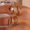 Hollow Out Heart Zircon Anillos Valentine's Day Proposal Gold Color Stainless Steel Rings Party Wedding Elegant Jewelry Her Gift