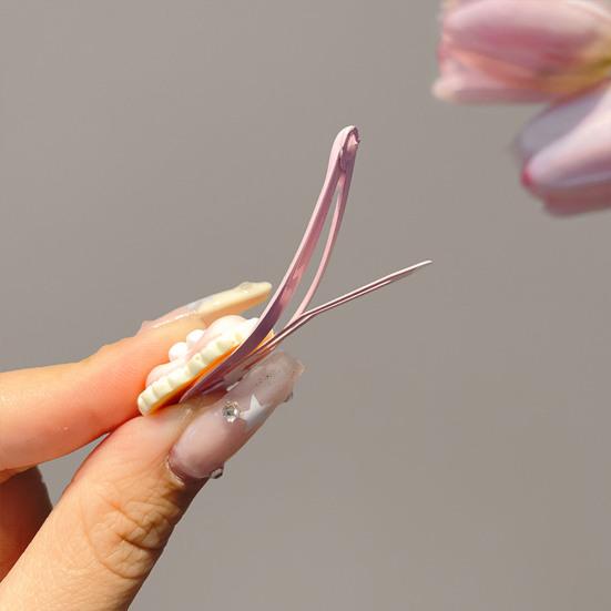 4Pcs Girl Hairpins Cartoon Rabbit Heart Design BB Clips Low Saturation Pink Hair Pins School Dating Hair