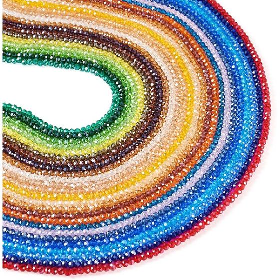 Cheriswelry Crystal Glass Beads 3x2mm AB Color Faceted Glass Loose Spacer Beads Rainbow Beads for DIY Necklace Earring Bracelet Making Home Party