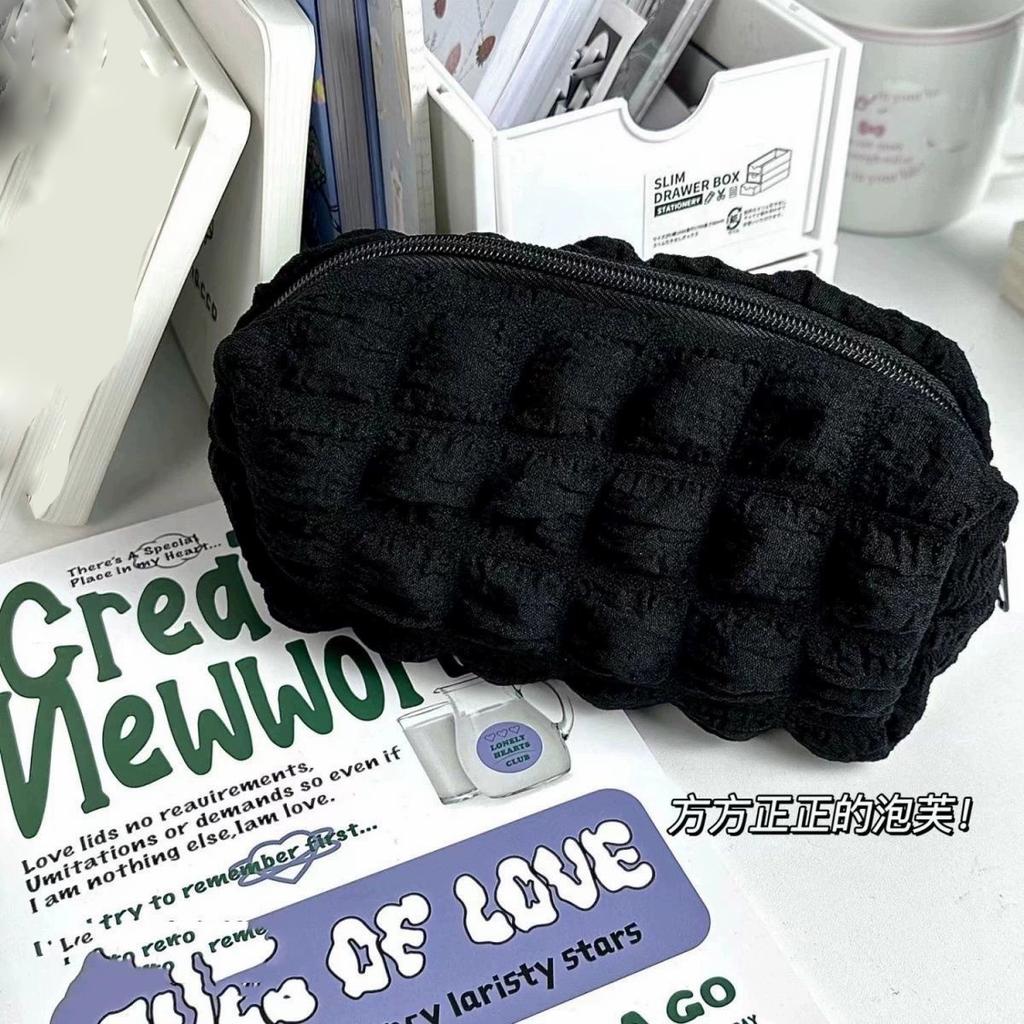 Soft Cute Cream Puff Pencil Bag Ins Style Large Capacity Creative Pencil Case Student Stationery Bag Fashion Storage Boxes