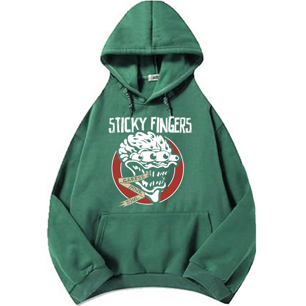 CARESSYOUR SOUL Hoodies Sticky Fingers STI FI Band Graphic Sweatshirts Long Sleeve Winter Hooded Pullover Male Sudaderas Unisex