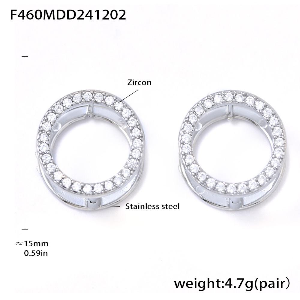 Qiong Yao Gold PVD-Plated Stainless Steel Zirconia Double-Sided Earrings - Exquisite Luxury Design for Women