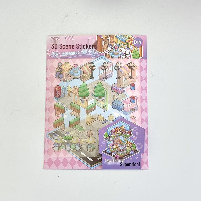 Creative 2.5D Scenery Stickers: Handmade 3D Layered Miniature Scenes for Bullet Journal Decor