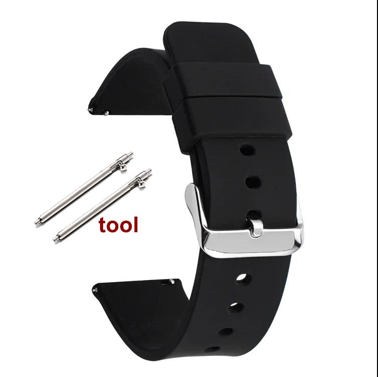 Bracelet Silicone à Libération Rapide 12/14/16mm 18mm 20mm 22mm 24mm Étanche Caoutchouc Bracelet pour Montre Connectée Huawei GT2/GT3