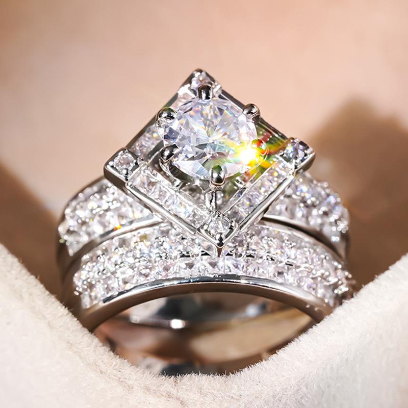 Geometric Heavy Industry Pair Ring Women, Fashionable Light Luxury High-End Jewelry, Super