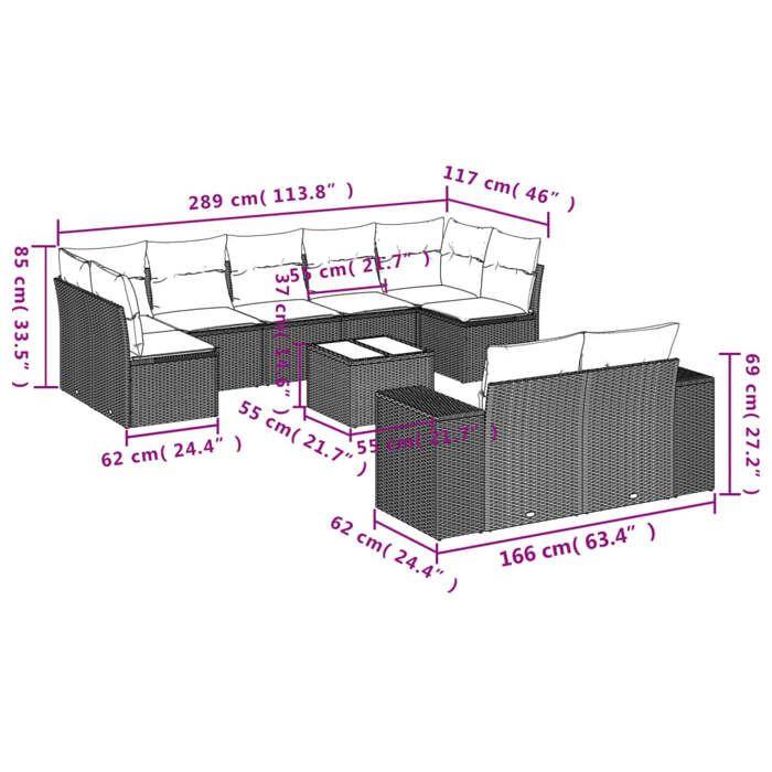 VidaXL Garden Lounge Set with Cushions 10 Pcs, Patio Sofas, Patio Furniture Set, Outdoor Furniture, Beige 3223027