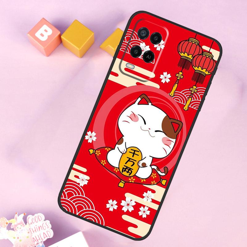 China cute lucky cat Case For Oppo A6 A5 Pro A15 A16 A76 A96 A17 A57 A98 A58 A78 A18 A38 A54 A74 A94 A40 A60 A80