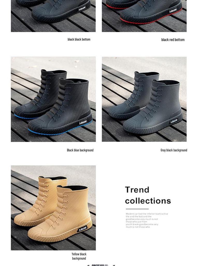 2023 Men's Fashion Short Rain Boots: Waterproof, Non-slip Rubber Shoes for Couples