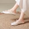Wear Half Slippers Outside and Increase the Height Inside. Summer New Gentle Single Shoes Bow Cool Slippers Women