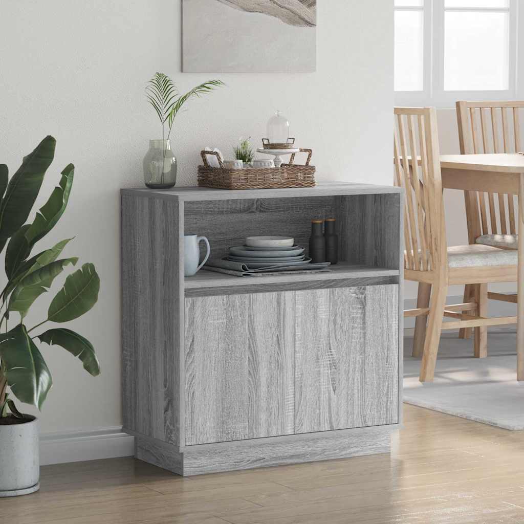 LED Sideboard Grey Sonoma 71 x 34.5 x 75 cm Particleboard