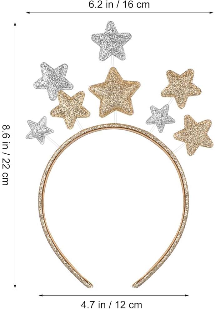 Star Tiara for Girls:2 Pieces Shiny Five-Point Hair Hoops in Gold and Silver Anti-Slip Iron Headband Crown for Birthday Christmas Cosplay Wedding