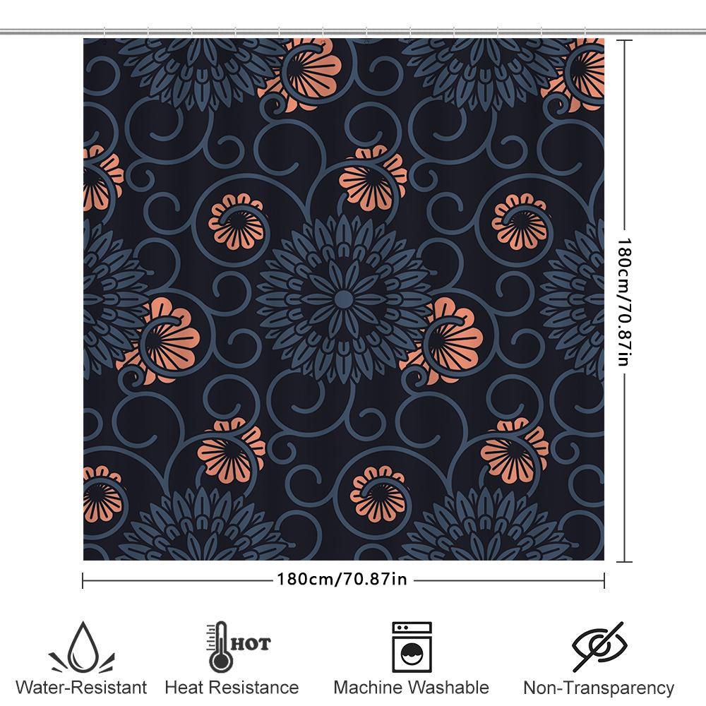 Blumenmuster Duschvorhang Dekor Wasserdicht Badezimmer Stoff Wandbehang Heimdekoration In Verschiedenen Farben Blaues Blumenmuster