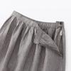 MUJI Women's Hemp Cotton Easy Long Skirt, Gray Stripe, BE1VBA5S, Women's XL