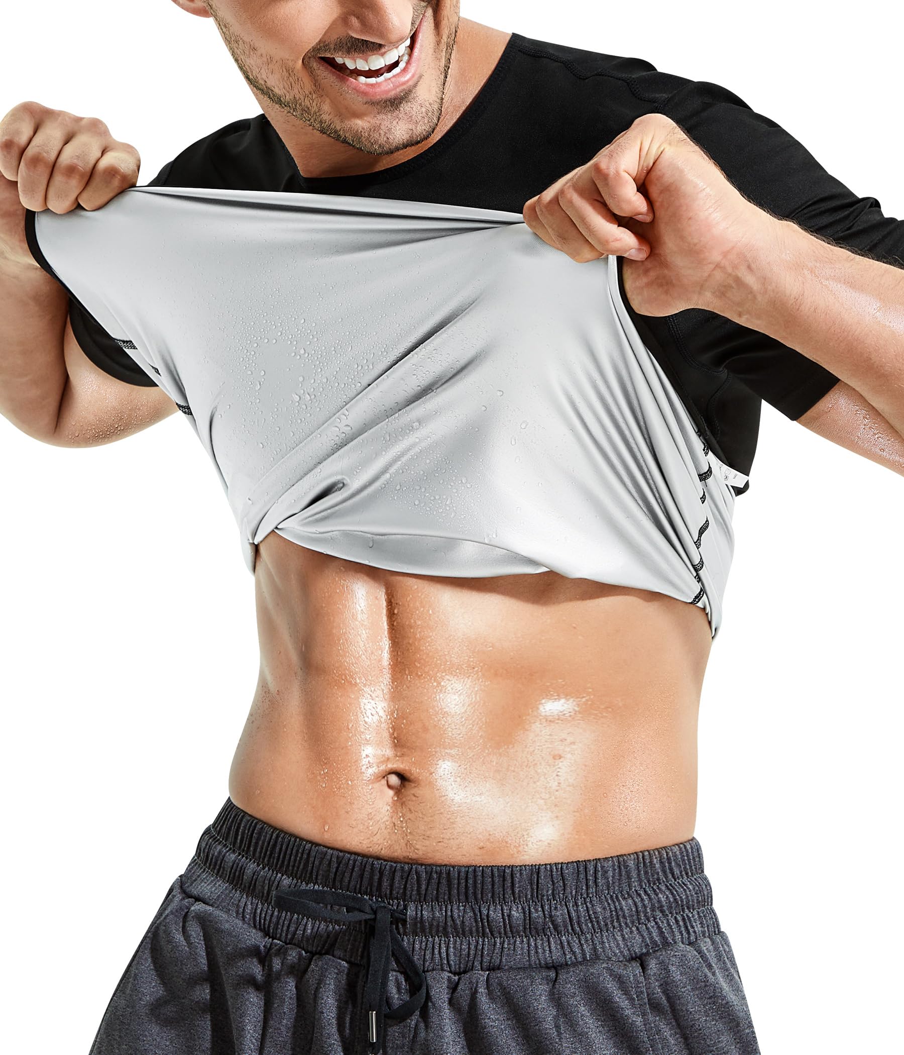 

Мужской костюм для сауны Sawaiko, Поддержка спины с эффектом потоотделения, Спортивное нижнее белье, Мужская футболка, Потоотводящая и Защита от холода (Черный, Размер S)