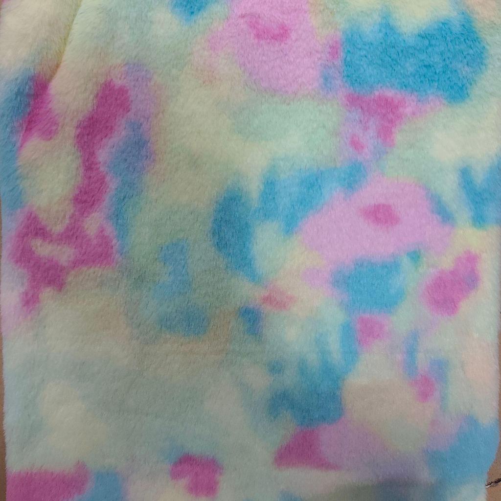 Colorful Tie-Dye Rabbit Fur Print Plush Fabric, 10mm - Ideal for Toy and Clothing Design