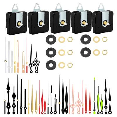 Pack Of 5 Quiet Quartzs Clock Movements Kits Precise Clock Mechanism with Assorted Hands for DIY Wall Clock Repairs
