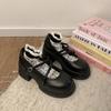 Black Japanese sweet and cool style jk small leather shoes women's 2025 spring and autumn new thick heel college style heightened Mary Jane shoes