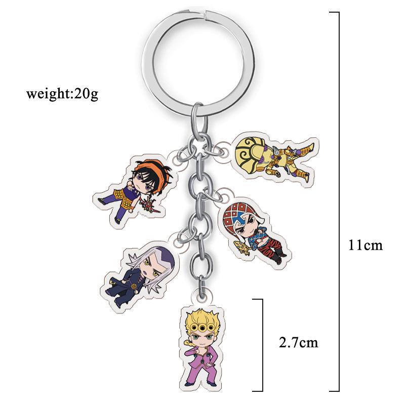 JOJO's Bizarre Adventure Acrylic Double-Sided Transparent Keychain Set of 5 Pendants
