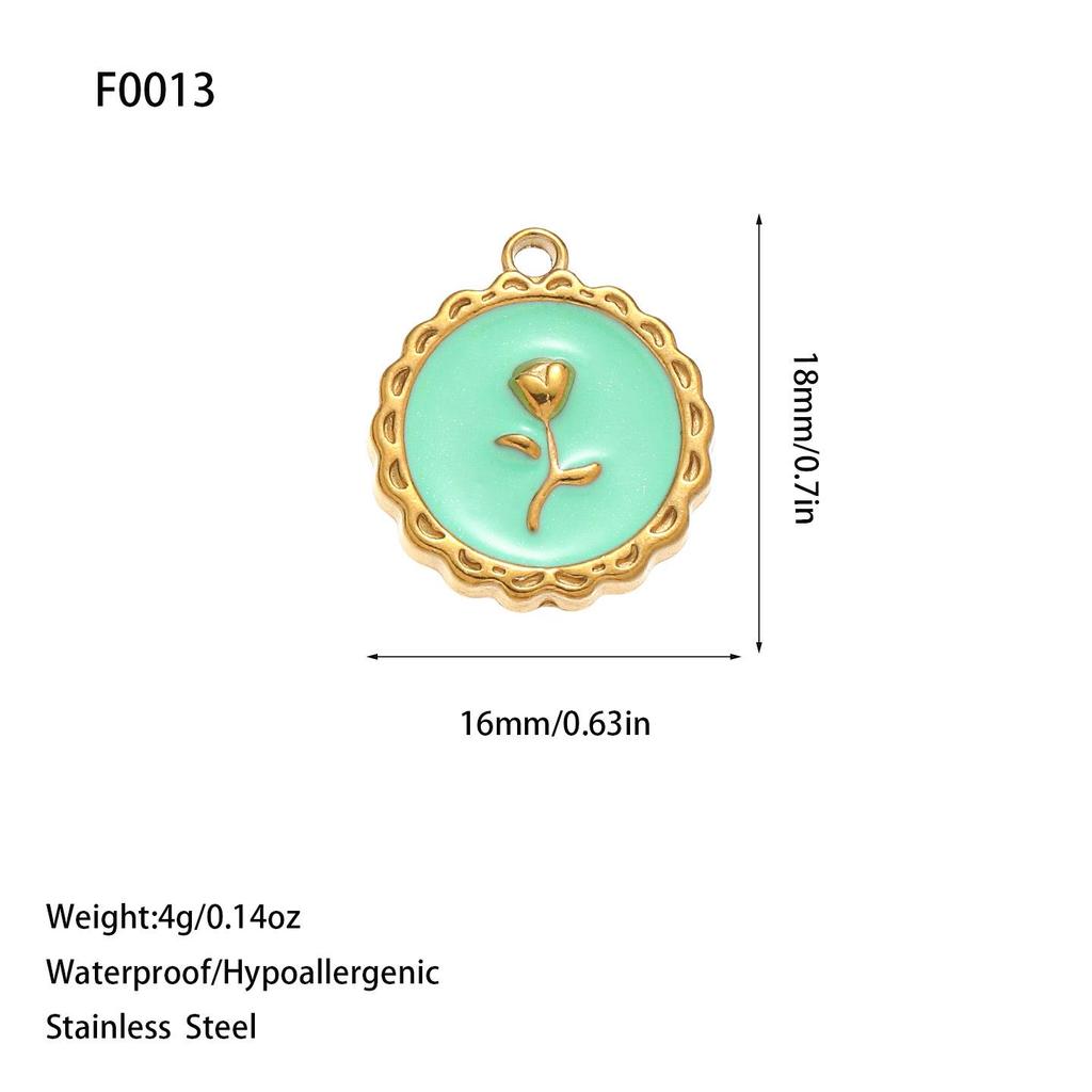 European and American Style Titanium Steel Enamel Jewelry Set: Pendant, Bracelet, Necklace, Earrings.
