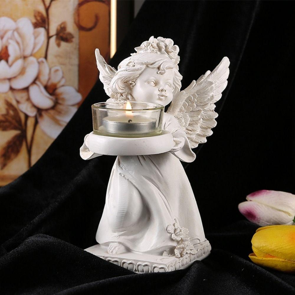Nordic Angel Candle Holder Decorative Angel Display Holder Resin Angel Ornament  Candlelight Dinner