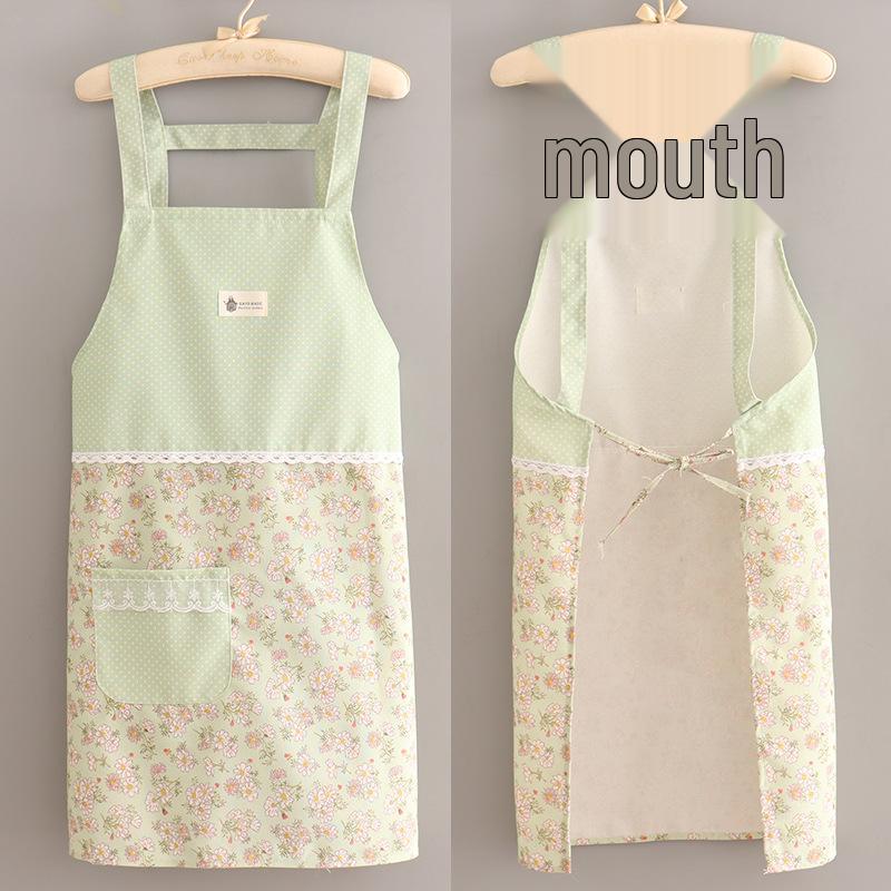 Japanese-Style Breathable Canvas Cooking Apron - Oil-Proof, Wear-Resistant Waist Apron for Women