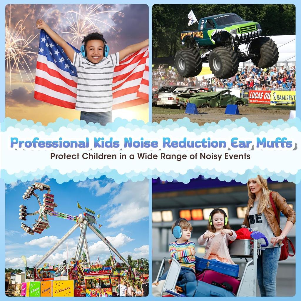 2 Packs Kids Hearing Protection Earmuffs, SNR28dB Kids Noise Cancelling Headphones, Noise Reduction Earmuffs for Autism Sensory & Concentration,Ear