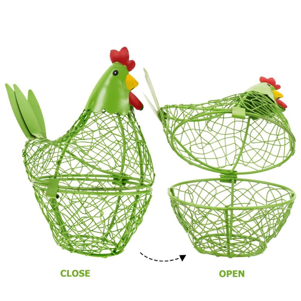 Iron Wire Easter Eggs Storage Containers Farmhouse Style Egg Holder Hen Shape Egg Baskets Fruit