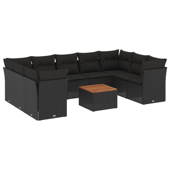 VidaXL Garden Lounge Set with Cushions 10 Pcs, Patio Sofas, Patio Furniture Set, Outdoor Furniture, Black 3256132