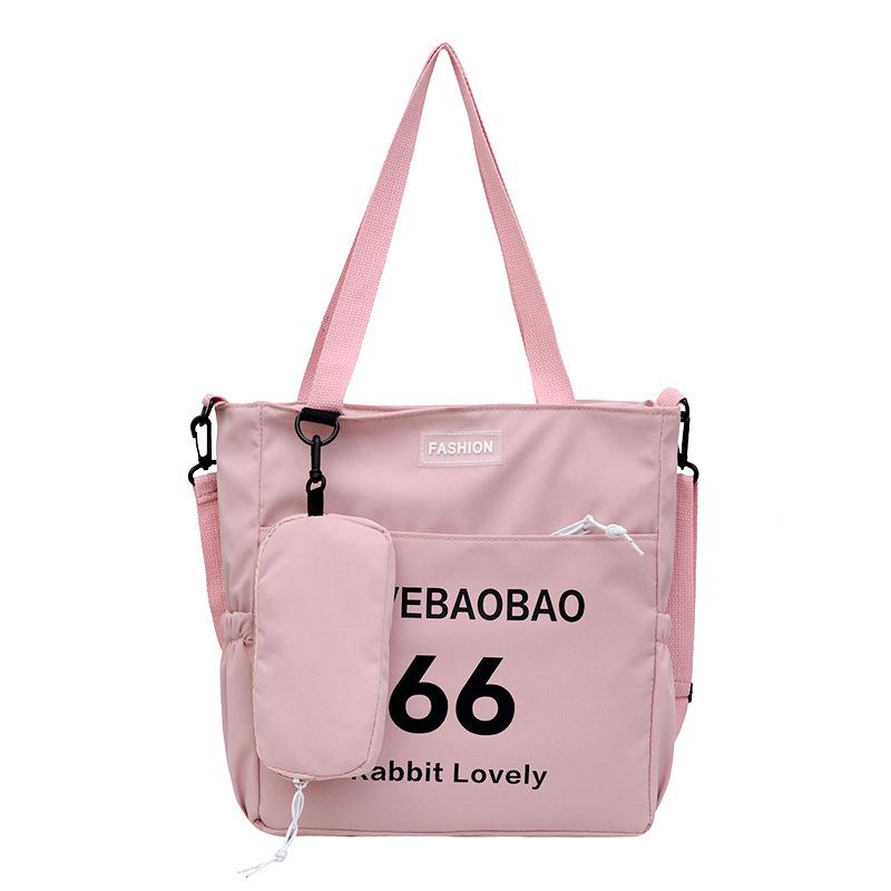 Large Capacity Canvas Bag, Student Make-Up Bag, Casual Versatile Printed Letter Shoulder Bag, Literary Women'S Mother And Child Bag