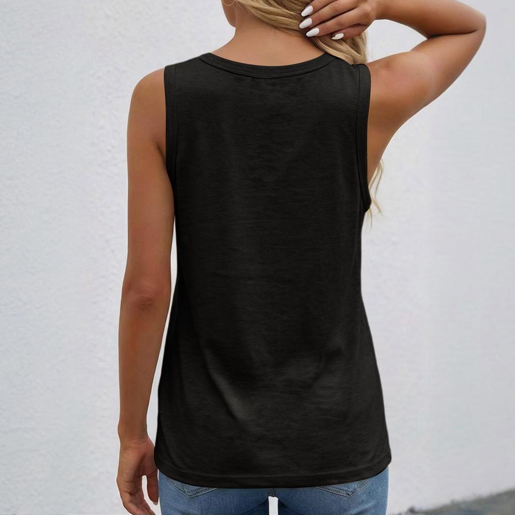 Women's Sleeveless V Neck Button Front Loose Fit Casual Tank Top Summer Blouse Suitable for Daily Wear and Layering