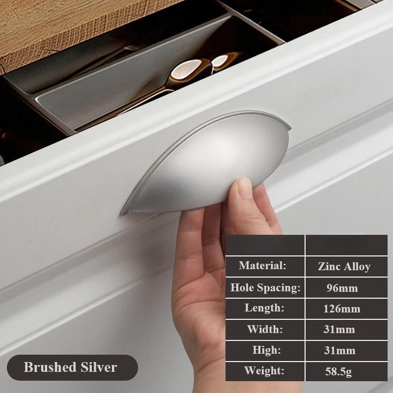 Zinc Alloy Shell Shape Cabinet Handle Semicircular Furniture Hardware Door Knob Kitchen Cabinet Knob Cupboard Wardrobe Push Pull