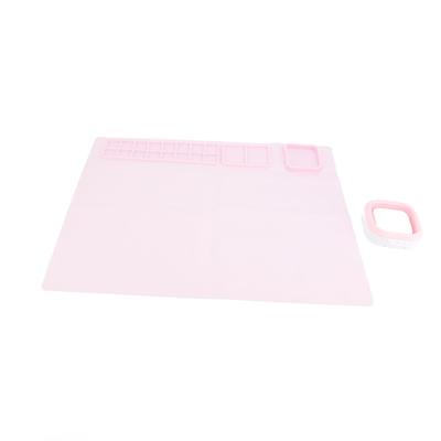 Silikon Malmatte Kinder Graffiti Faltbar Großes Set Multifunktion mit Becher Paletten Rosa