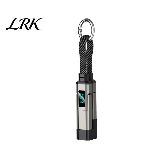 4-in-1 Charging Cable 65W 4 in 1 Keychain Cable, Fast Data USB-A To USB-C Charger with LED Display, 8-Pin/Type-C/USB-A/USB-C, Portable Keyring