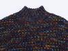 Autumn Winter Floral Yarn Chunky Knit High Neck Sweater - Women's Loose Fit
