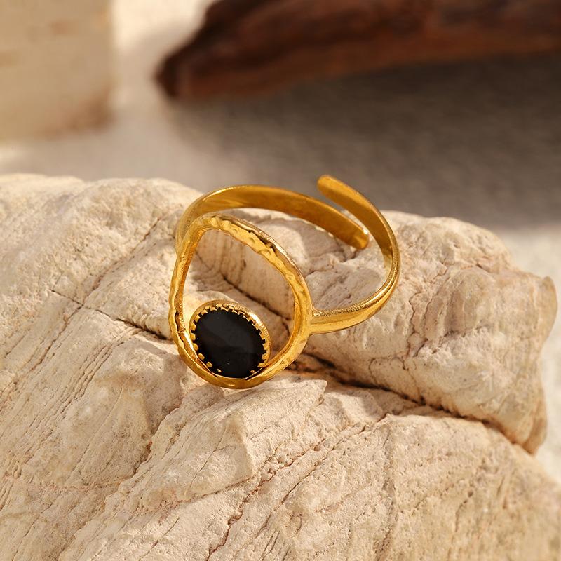 Chenhe Stainless Steel Jewelry Light Luxury Fashion Gold Titanium Steel Jewelry High Sense Does Not Fade Open Ring Women