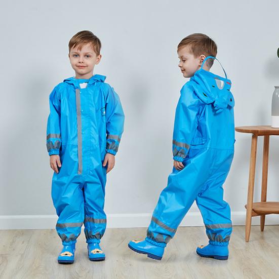 Yousheng, unisex, pentru copii, cu benzi reflectorizante pentru animale din desene 3D, cu glugă, haină de ploaie, poncho