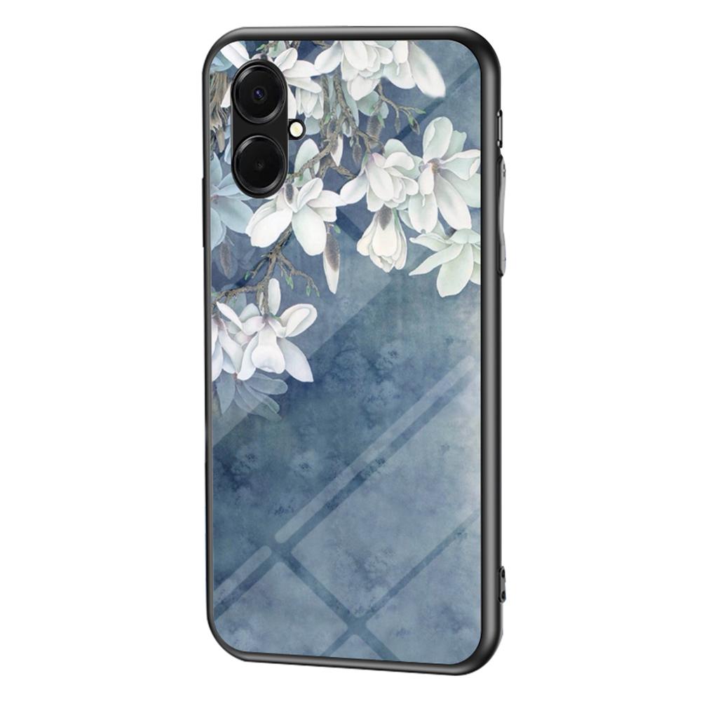 

For Samsung Galaxy A07 4G Case Floral Pattern TPU+Tempered Glass Protective Phone Cover Chinese Rose