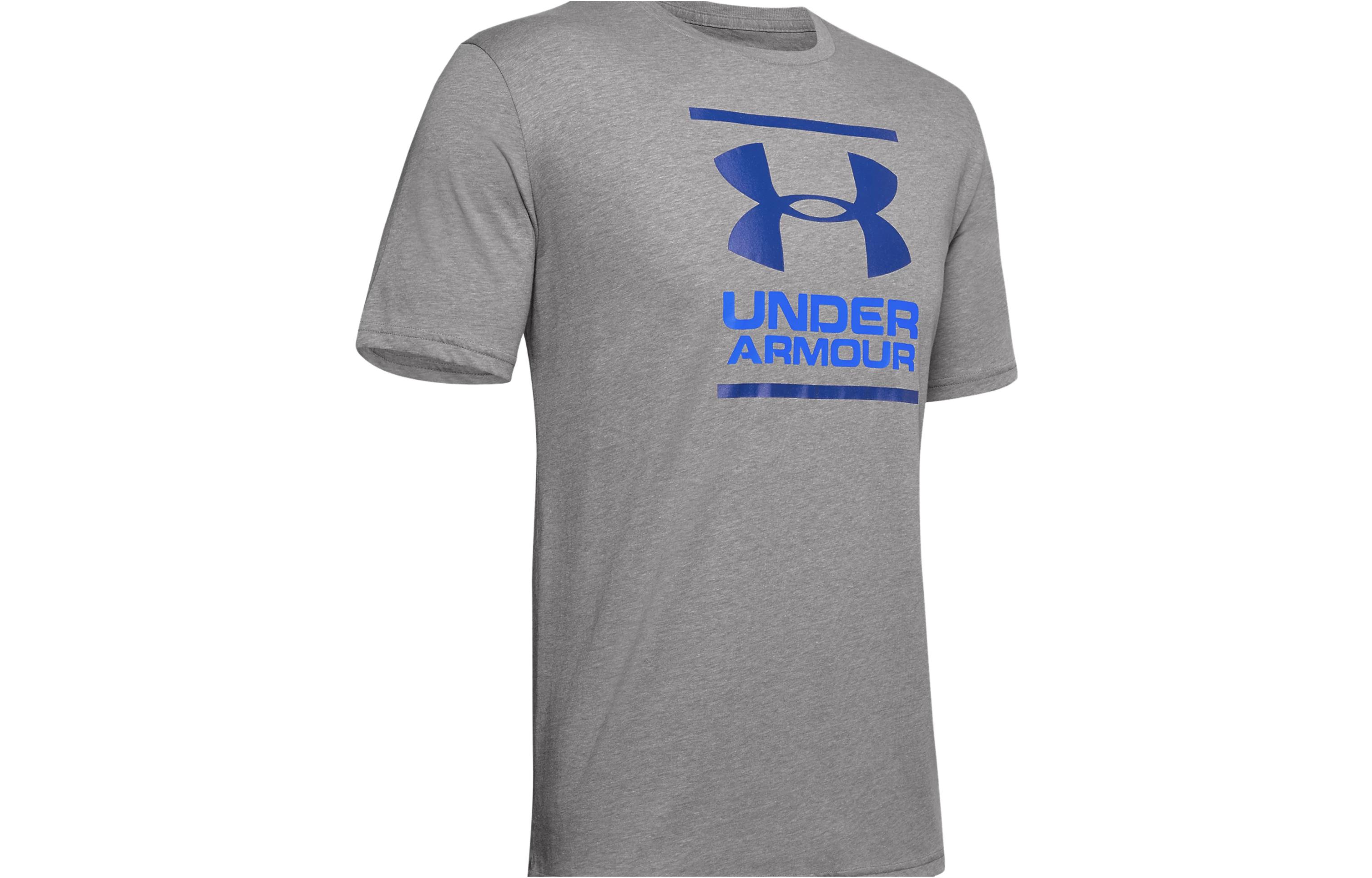 Under Armour GL Foundation T Shirts Men s Steel Heather Crew Neck Moderate Straight Fit 1326849-036 XL