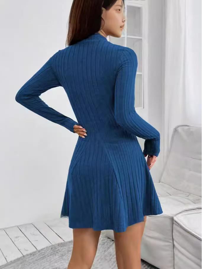 2025 Autumn/Winter Slim Fit Waist-Cinching A-line Long Sleeve Dress