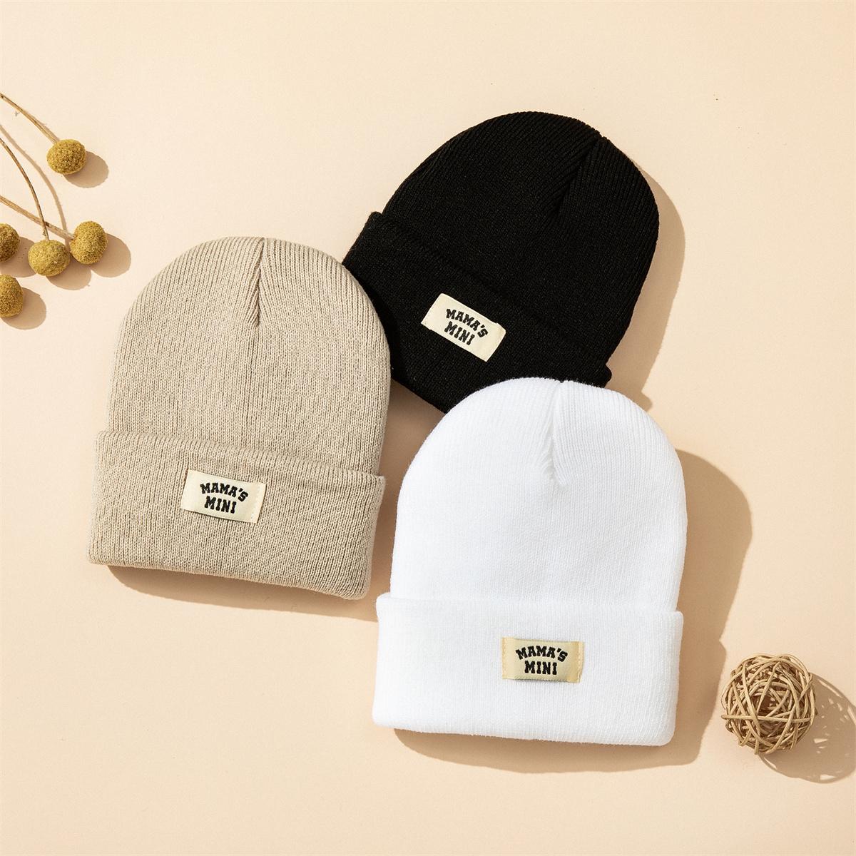 

3 шт./комплект, лидер продаж, теплая детская шапка с буквами для мальчиков и девочек на возраст 0-24 месяца, мягкая вязаная шапка, детские аксессуары для головы One Size