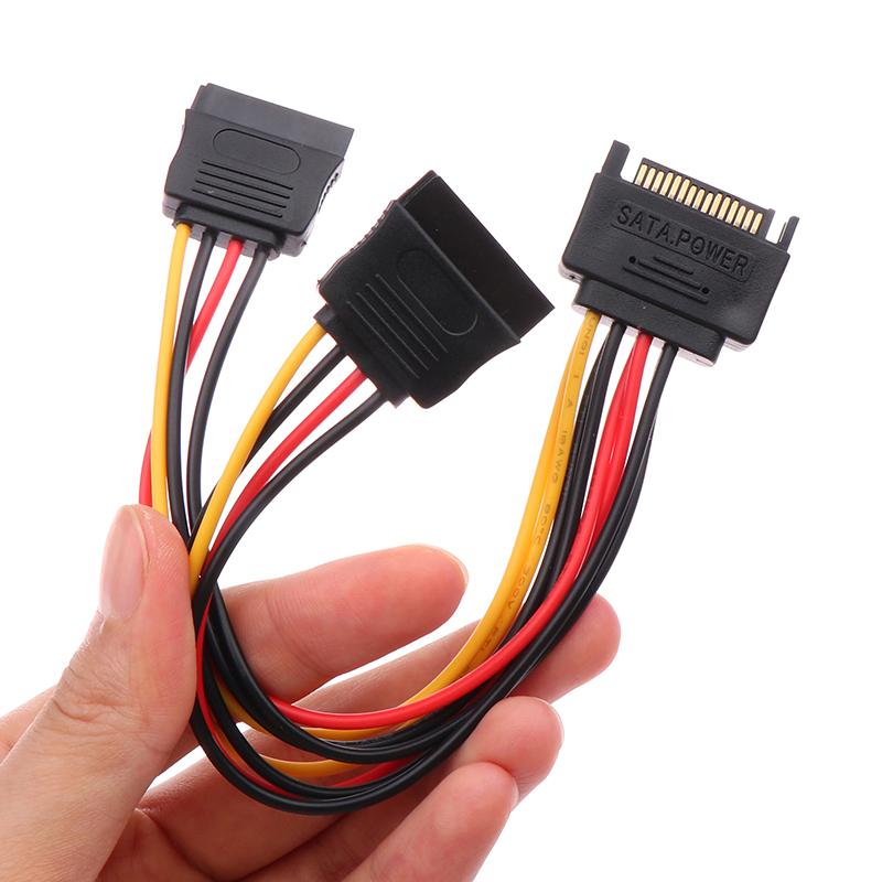 

1 шт. 20 см удлинитель Sata для жесткого диска Hdd Ssd Sata Power Y-разветвитель кабель 15-контактный мужской к двойному 15-контактному женскому кабелю питания Straight head