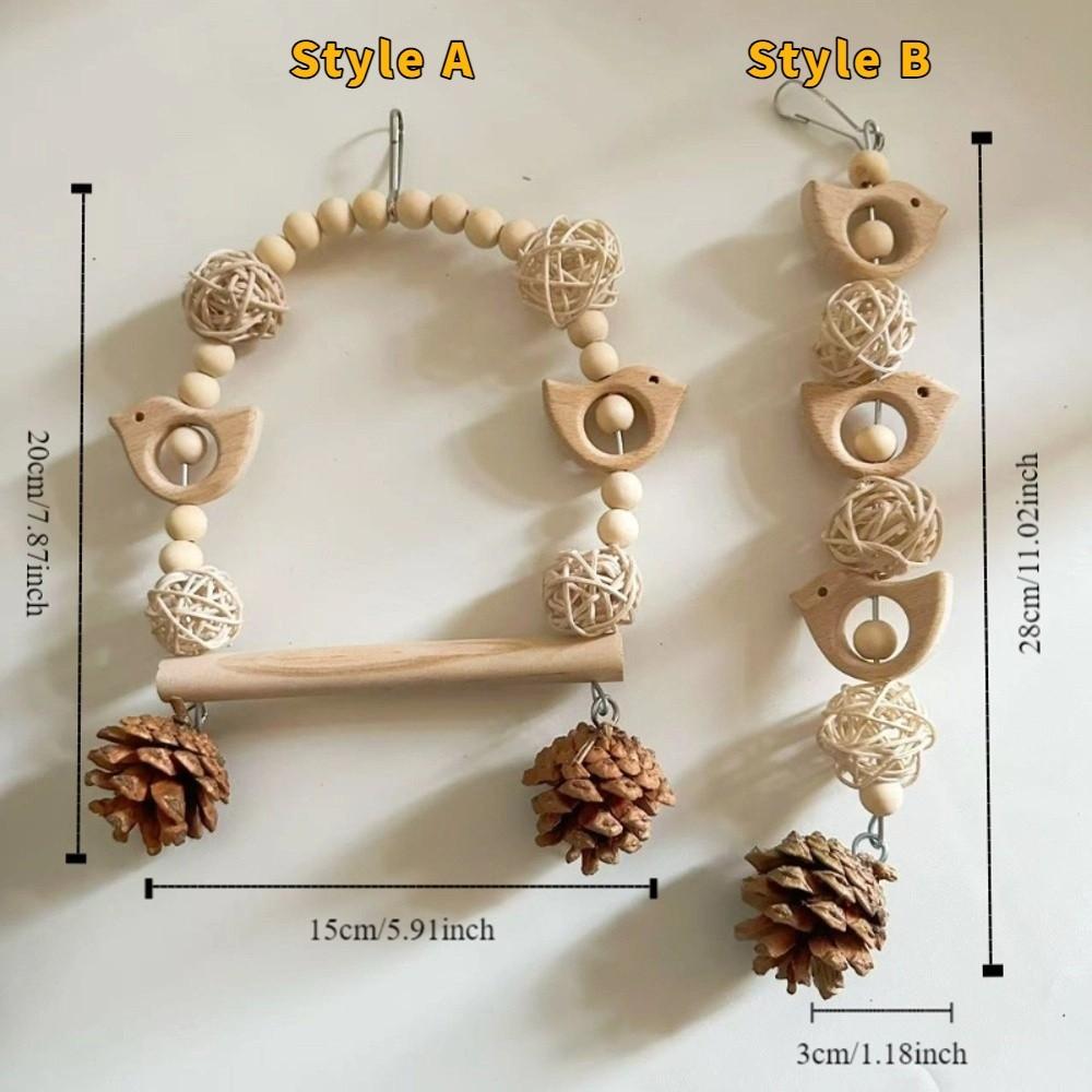 Hang Bird Swing Toy Wooden Bird Foraging Swing Funny Parrot Cage Toy Entertainment