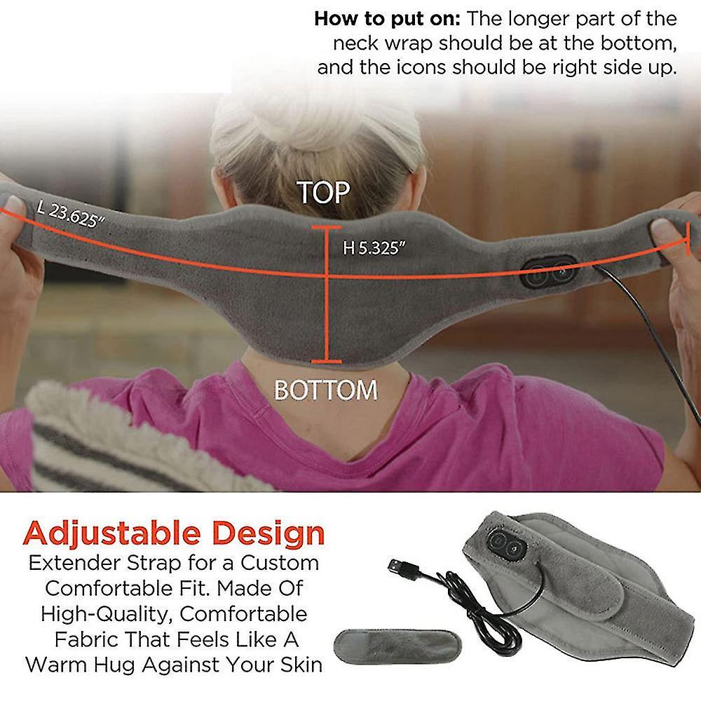 Neck Wrap Massager Personal Electric Neck Heating Pad With 3 Vibrations 3 Heat Settings - 9 Relaxing Combinations Tw