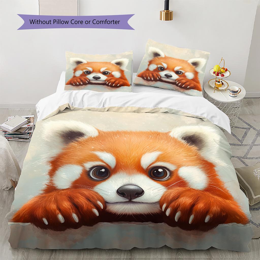 Rood Panda Patroon Beddengoed Huisdecoratie Verjaardagscadeau (1 dekbedovertrek + 2 kussenslopen, zonder binnenkussen)
