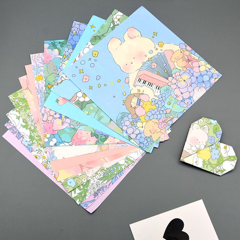 Colorful Cartoon Origami Paper for Kids – Heart & Crane DIY Craft Cardstock