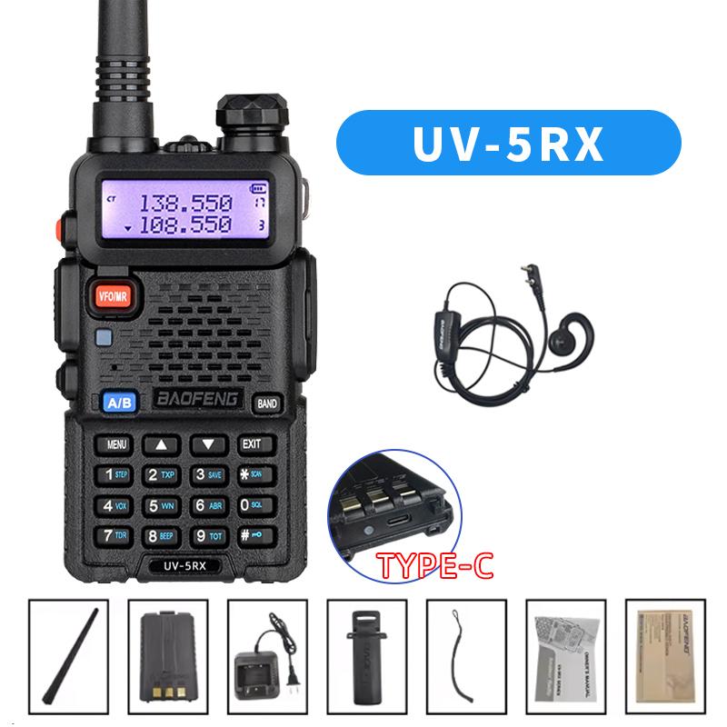 Baofeng UV-5RX Walkie Talkie Type-C Wireless Copy Frequency AM FM Long Rang Powerful Two Way Portable Radio UV-5R New Upgrade