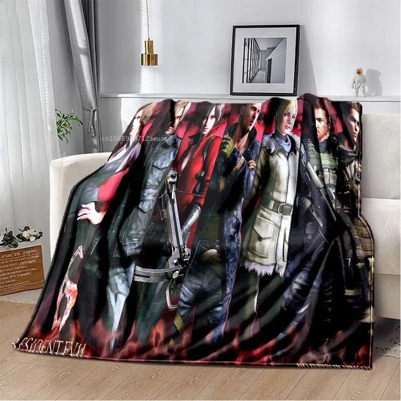 R-Resident Evil Game Gamer Soft Plush Blanket Leon Ada Red Umbrella Blanket for Living Room Bedroom Bed Sofa Picnic Office Cover