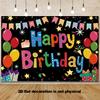 2D Plane 1 Piece Birthday Celebration Photo Backdrop Black Background Decoration for the Photo Booth Props