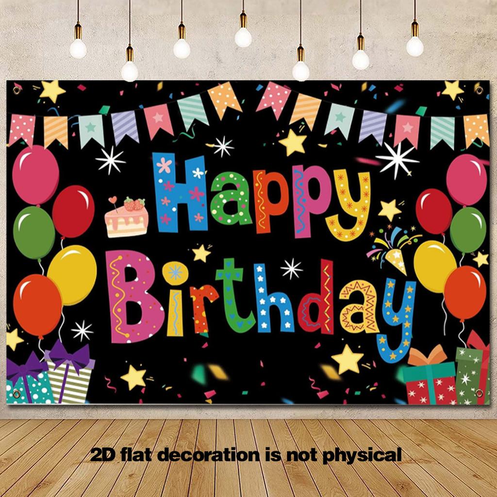 2D Plane 1 Piece Birthday Celebration Photo Backdrop Black Background Decoration for the Photo Booth Props